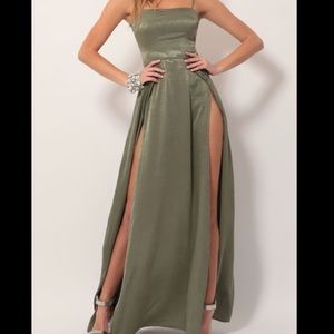 olive green prom dress! lucy in the sky
